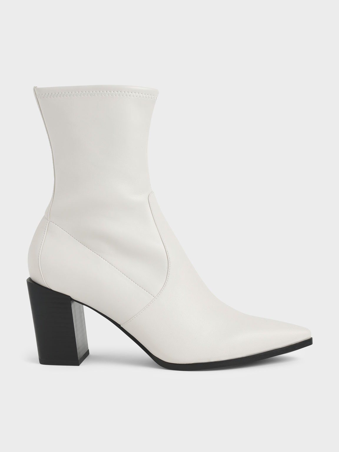

Slanted Block Heel Ankle Boots, Chalk