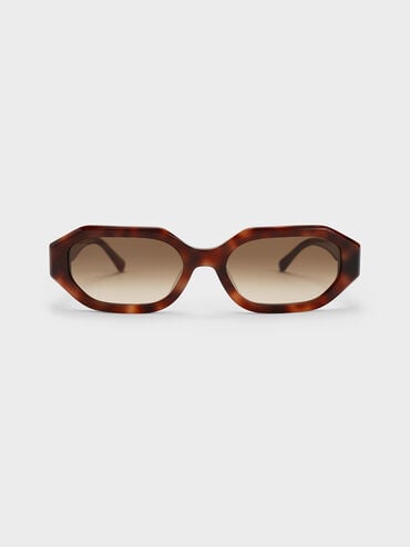 Charles & Keith Gabine Recycled Acetate Oval Sunglasses In T. Shell