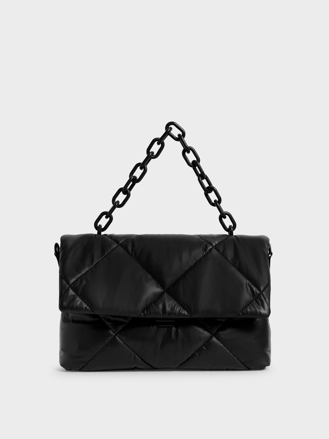 

Puffer Chain Shoulder Bag, Matte black