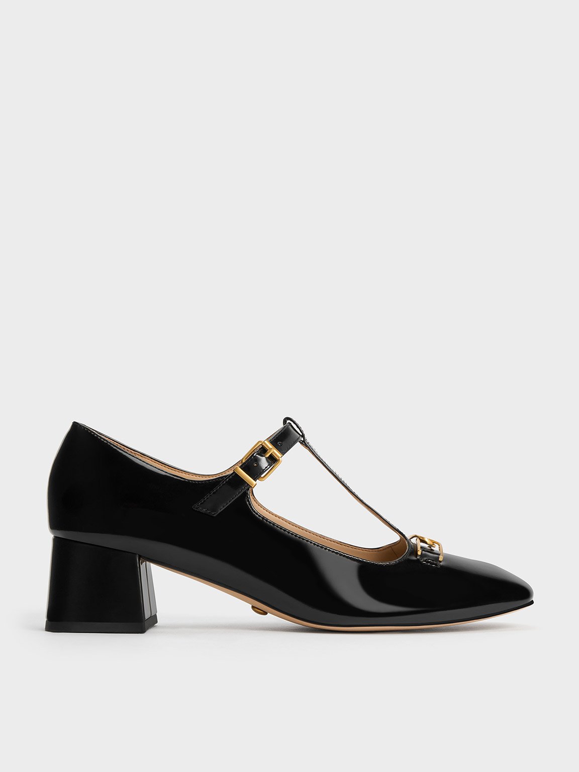 Charles & Keith Gabine Leather T-bar Mary Jane Pumps In Black Box
