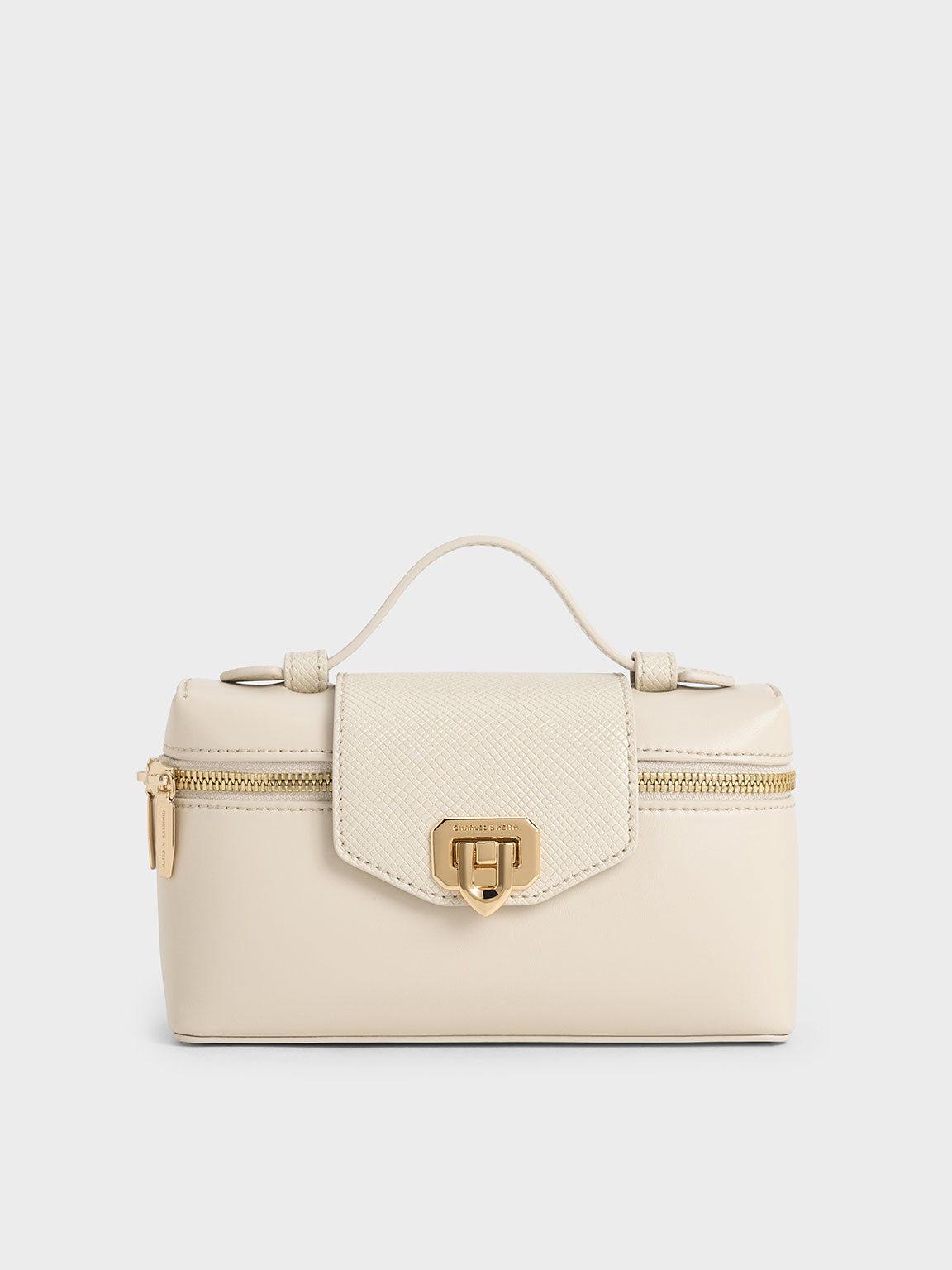 Charles & Keith Arwen Top Handle Vanity Bag In Beige
