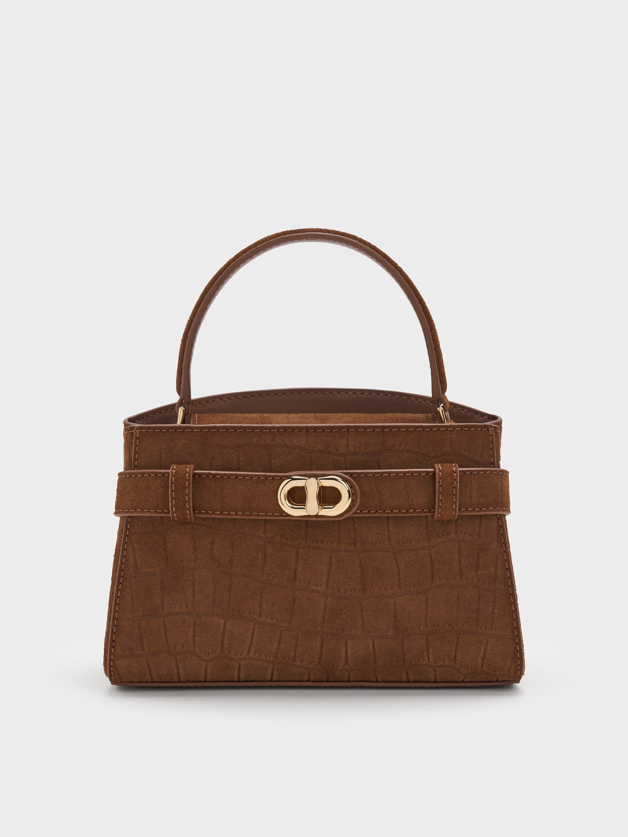 Charles & Keith - Aubrielle Croc-Effect Belted Top Handle Bag