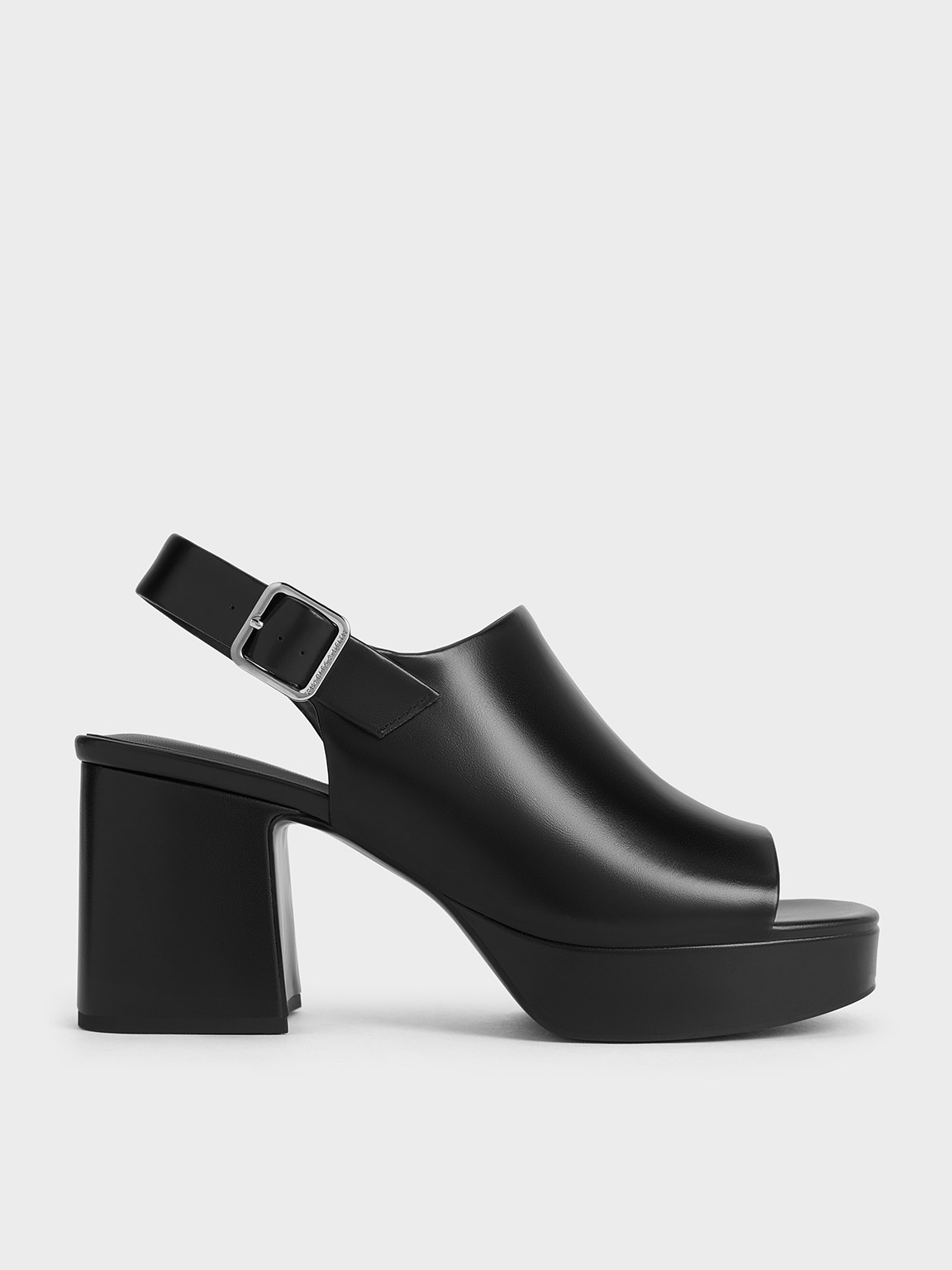 Shop Charles & Keith - Peep-toe Platform Sandals In Black