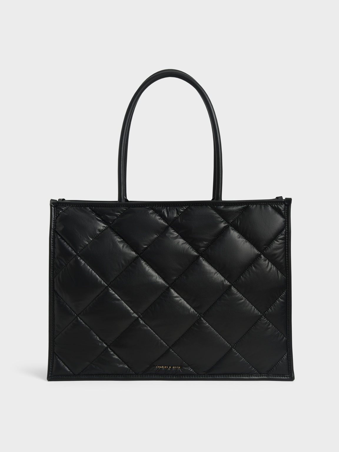 

Double Handle Quilted Tote Bag, Black