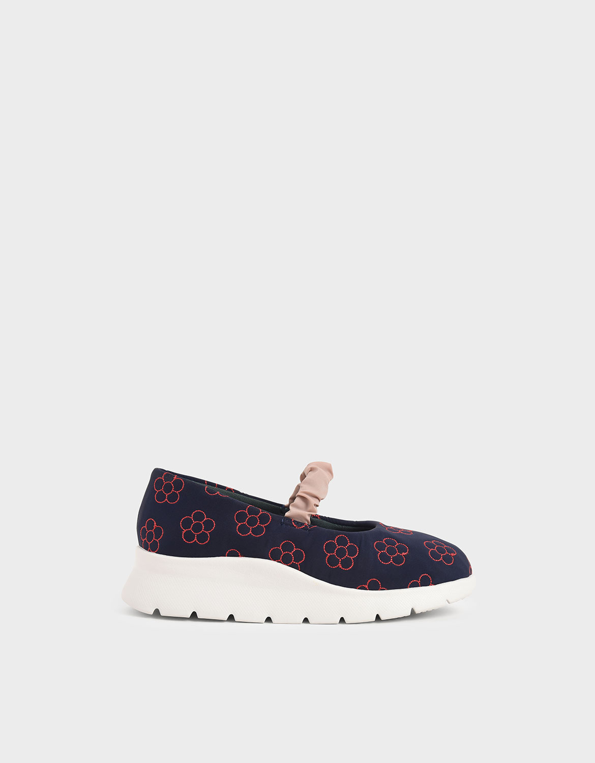 

Girls' Printed Ruched Strap Slip-On Sneakers, Dark blue