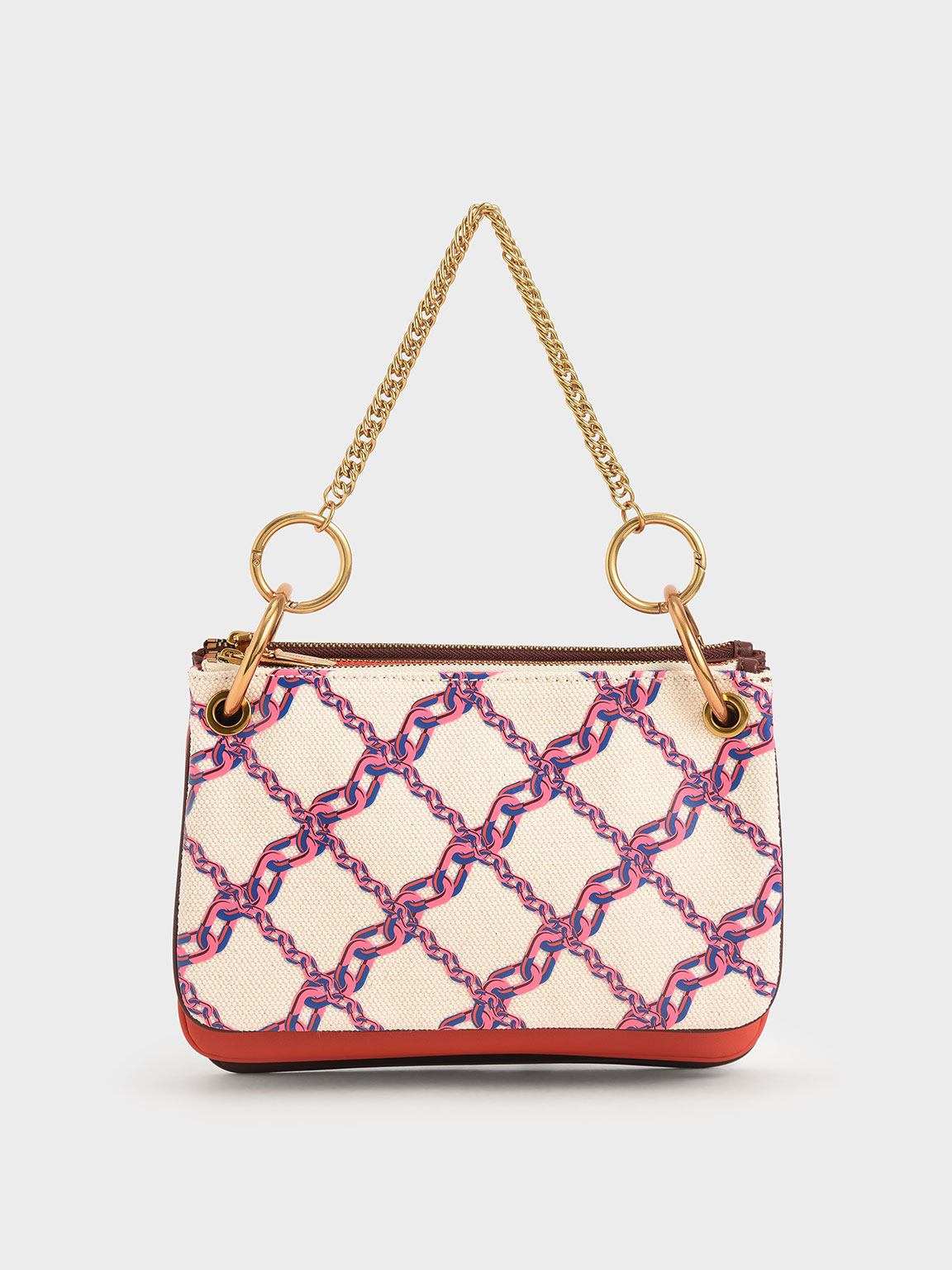 

Printed Canvas Metallic Handle Crossbody Bag