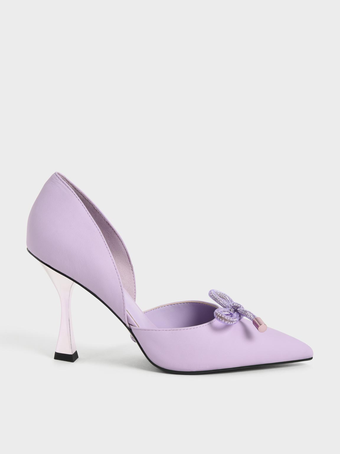 Charles & Keith - Gem-embellished Bow-tie D'orsay Pumps In Lilac