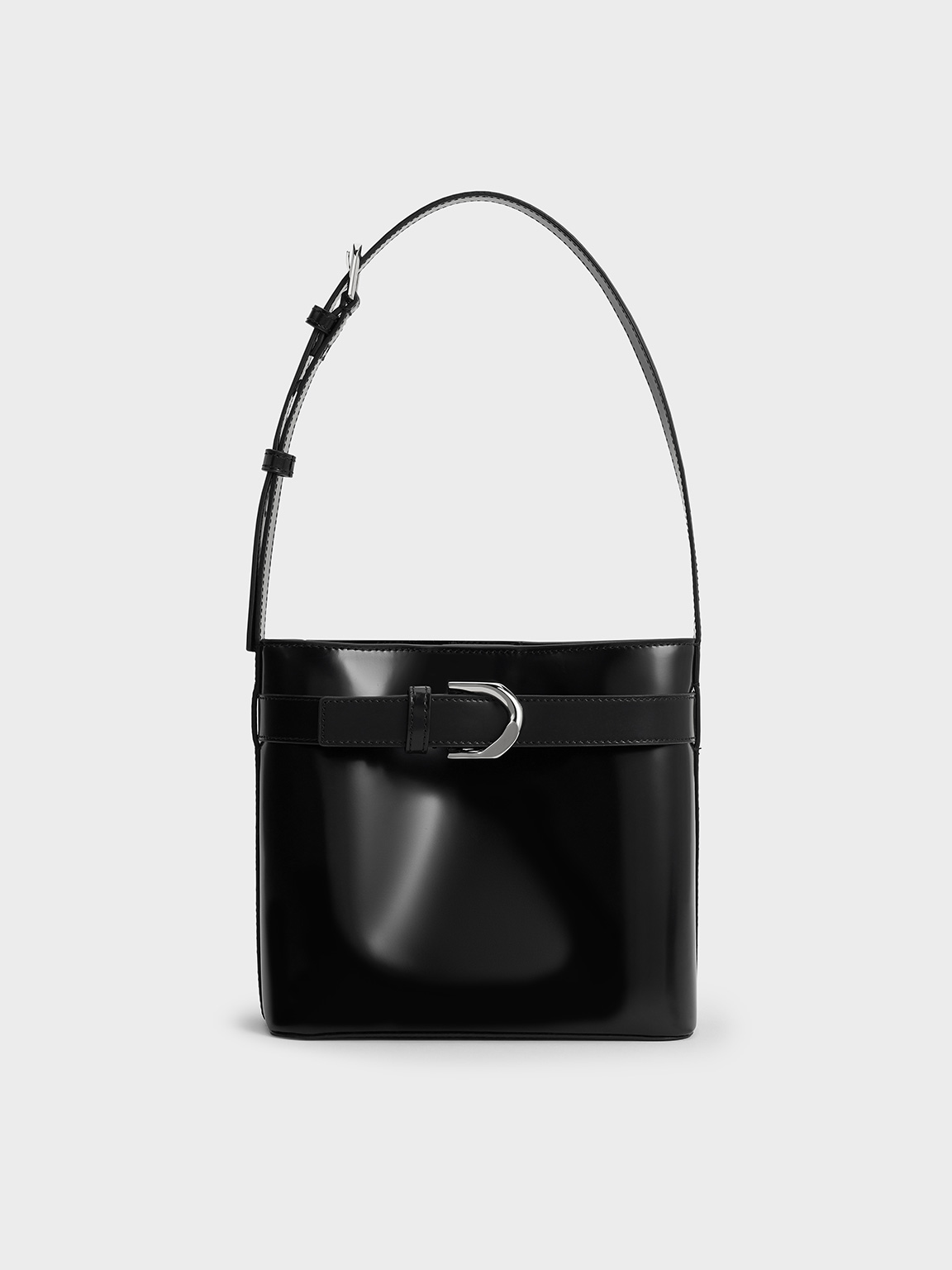 Charles & Keith - Gabine Leather Belted Bucket Bag