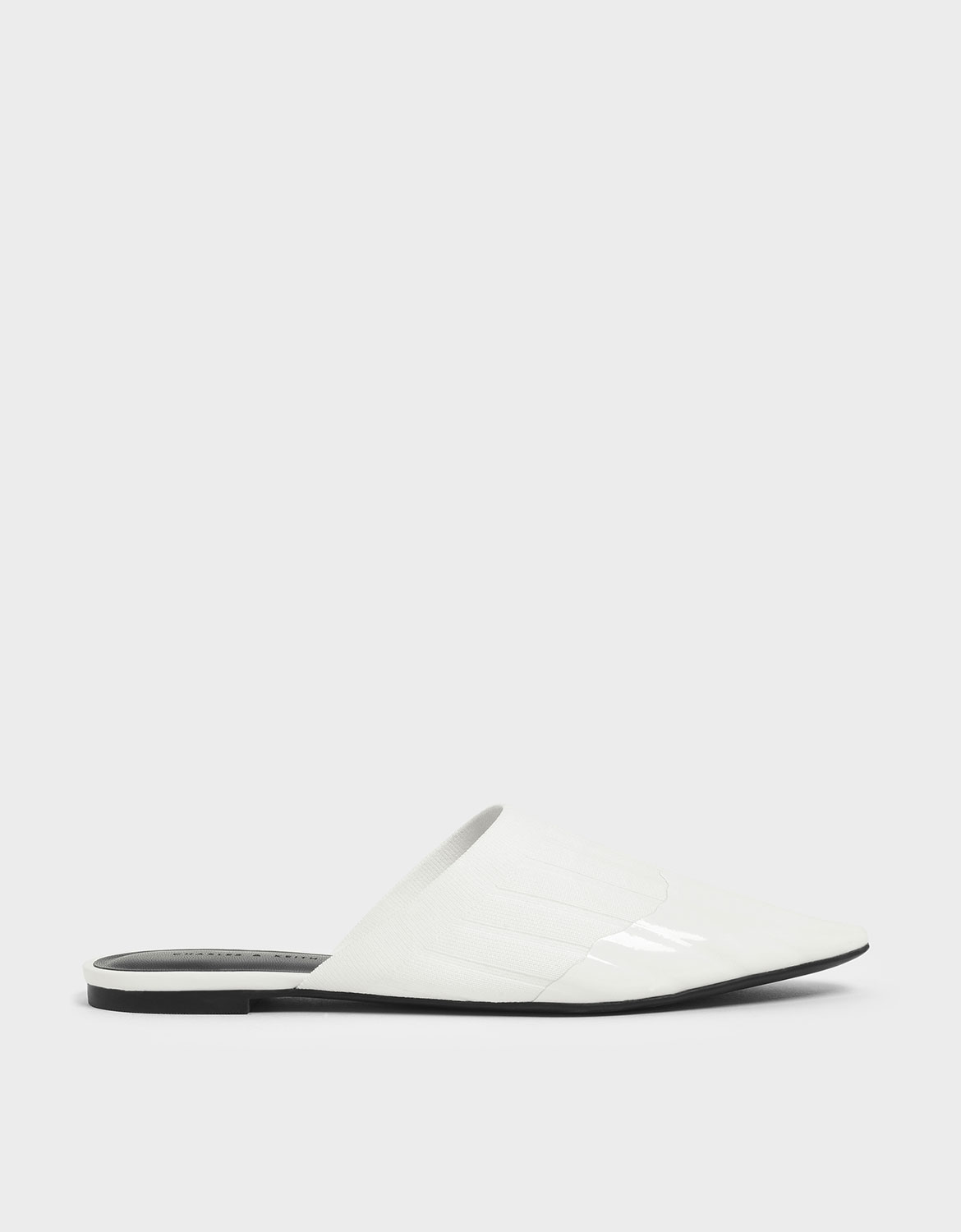 

Knitted Pointed Toe Mules, White