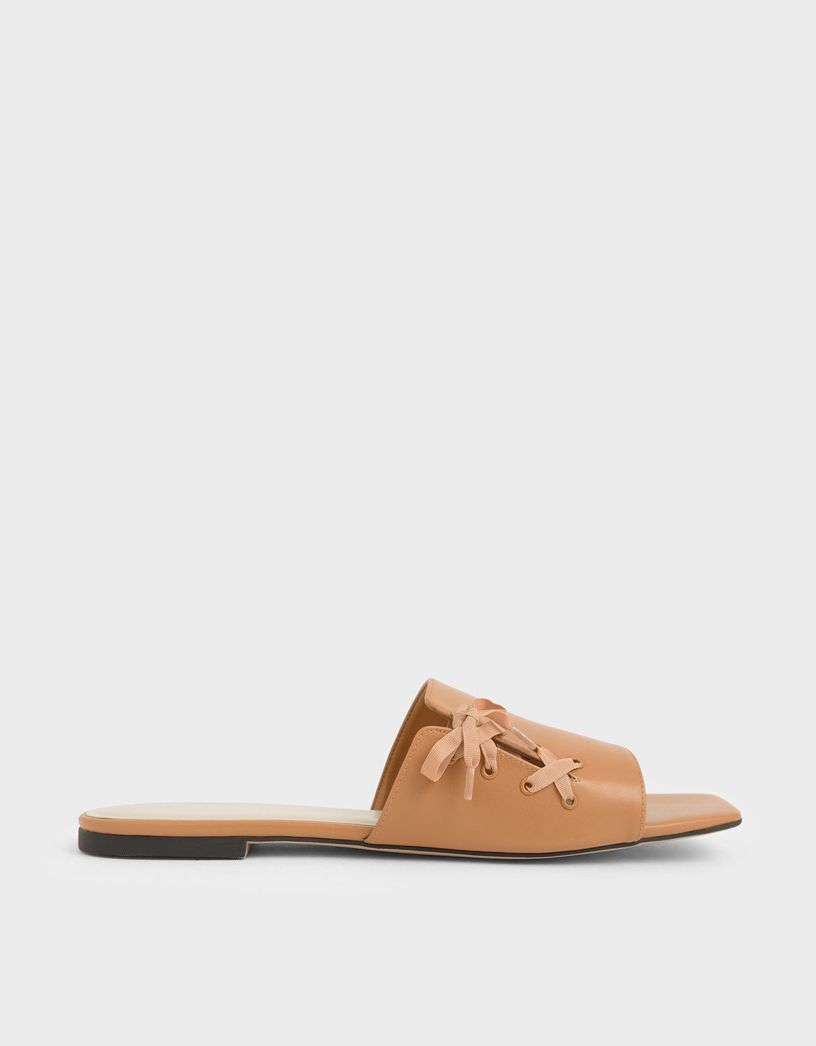

Ribbon Tie Slide Sandals, Orange