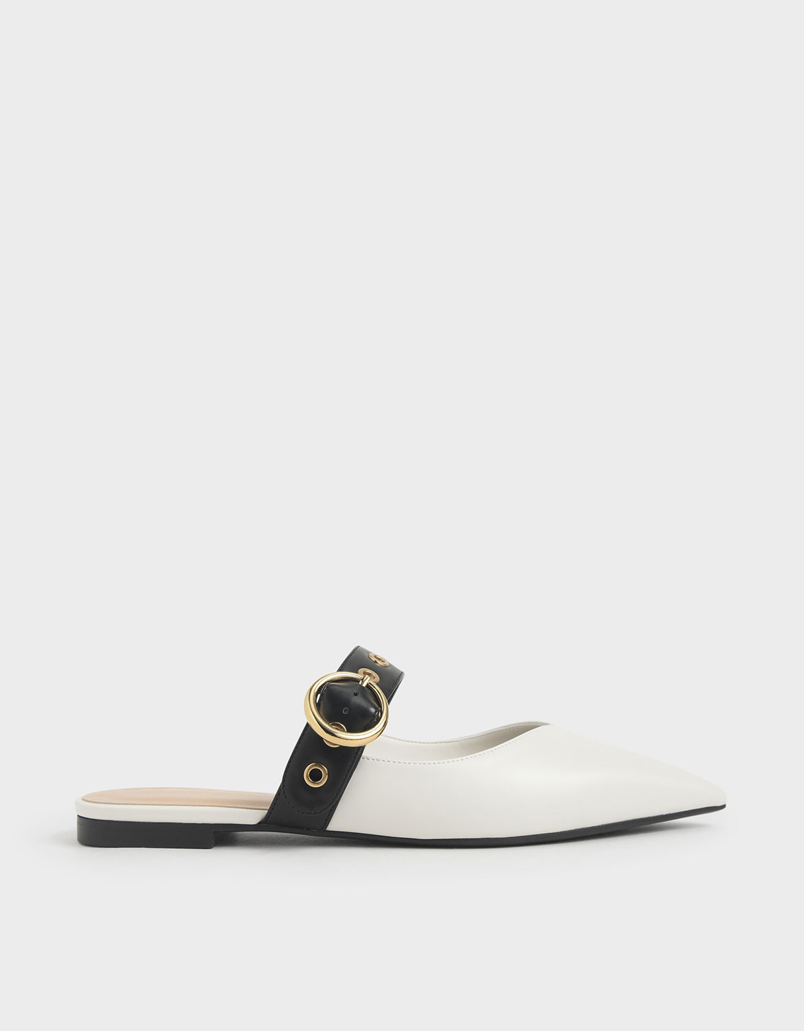 

Eyelet-Embellished Mules, Chalk