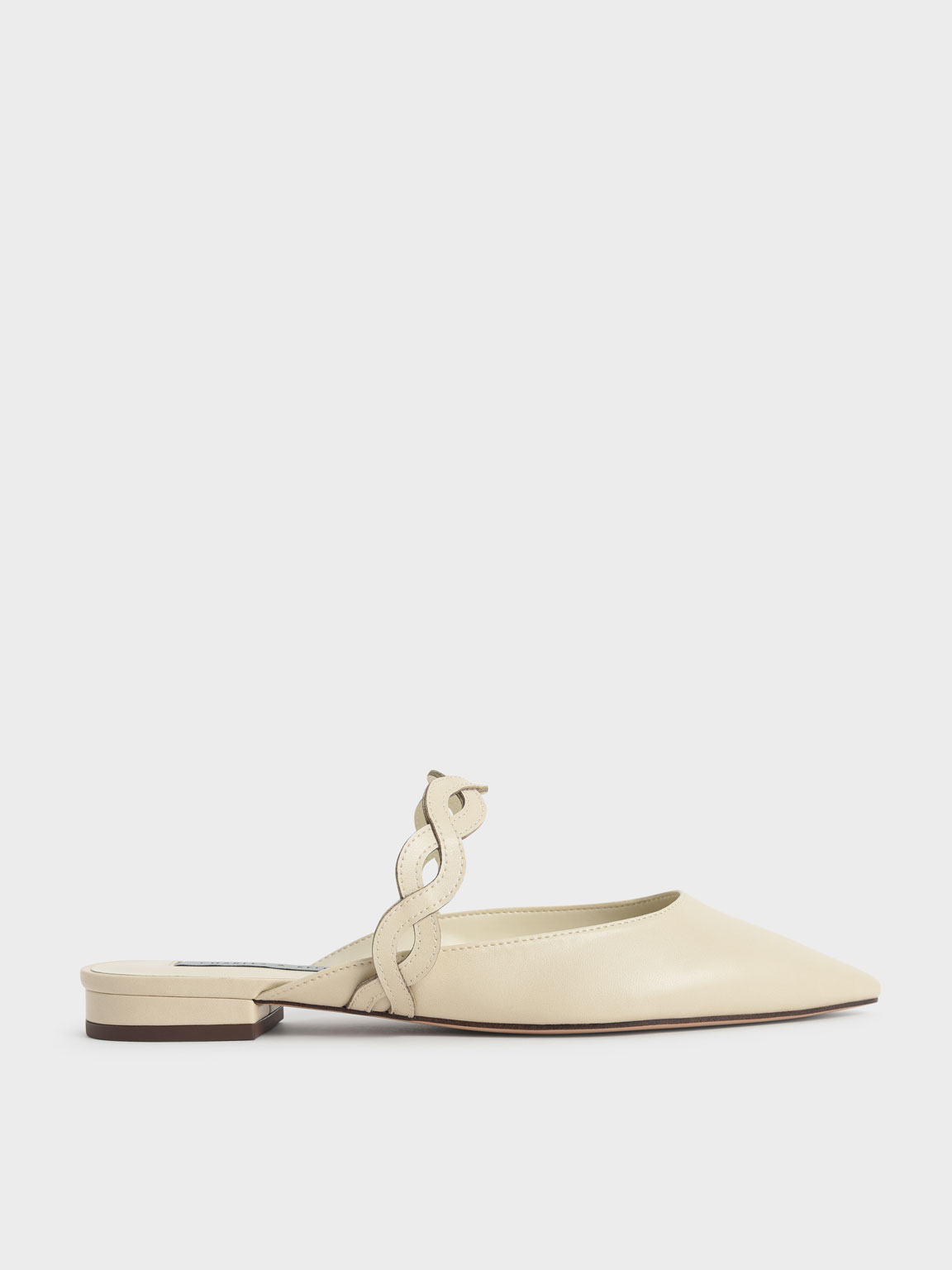 

Woven Strap Flat Mules, Chalk