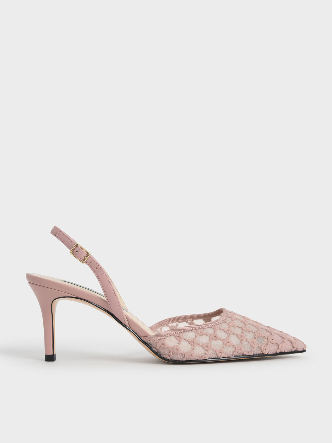 

Lace Slingback Pumps, Light pink