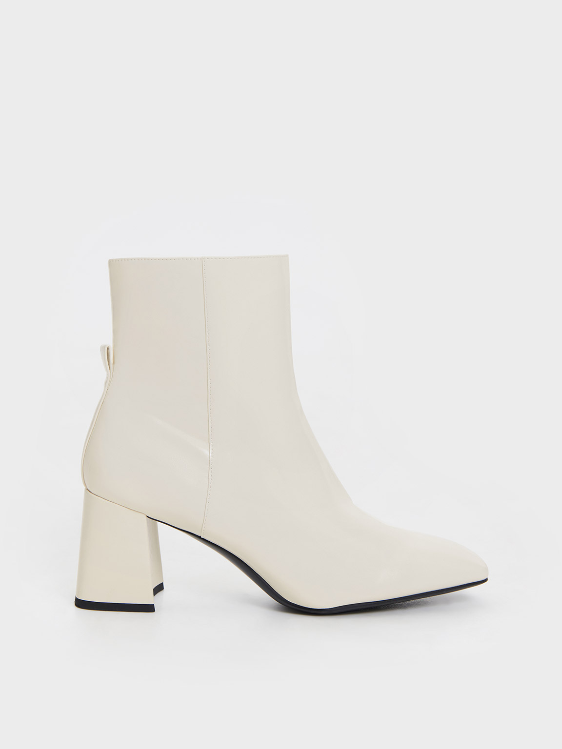 Curved Block Heel Ankle Boots
