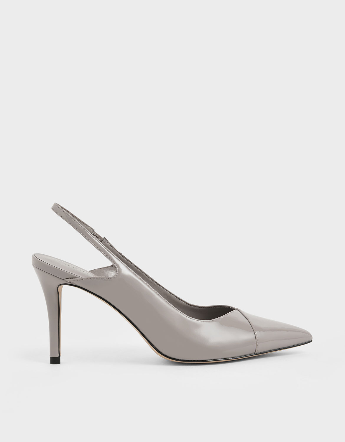 

Patent Slingback Stiletto Pumps, Nude