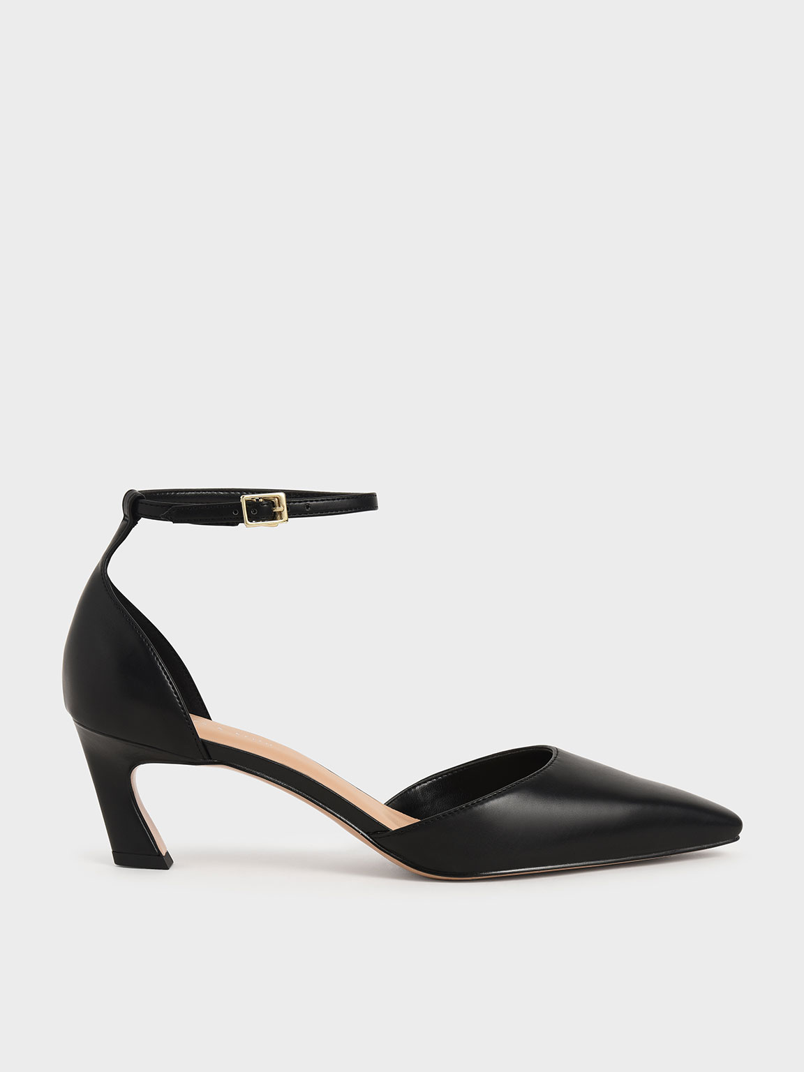 

Slant Heel Ankle Strap Pumps, Black