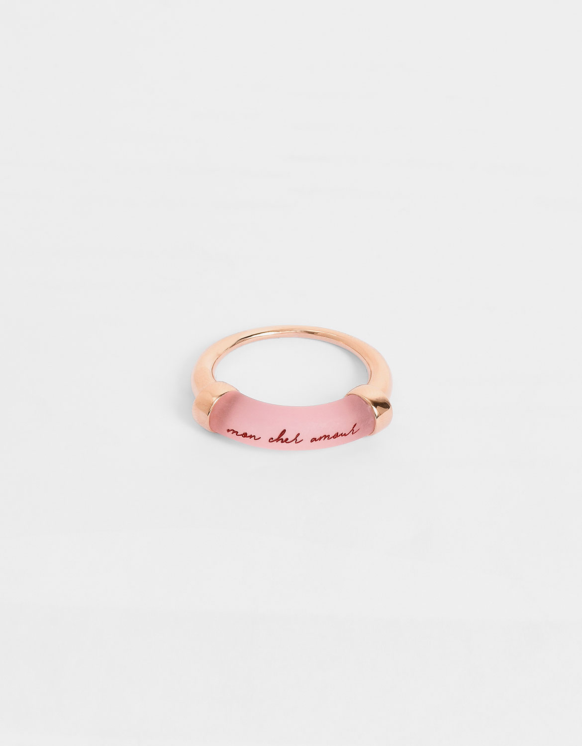 

Mon Cher Amour" Printed Ring, Rose gold