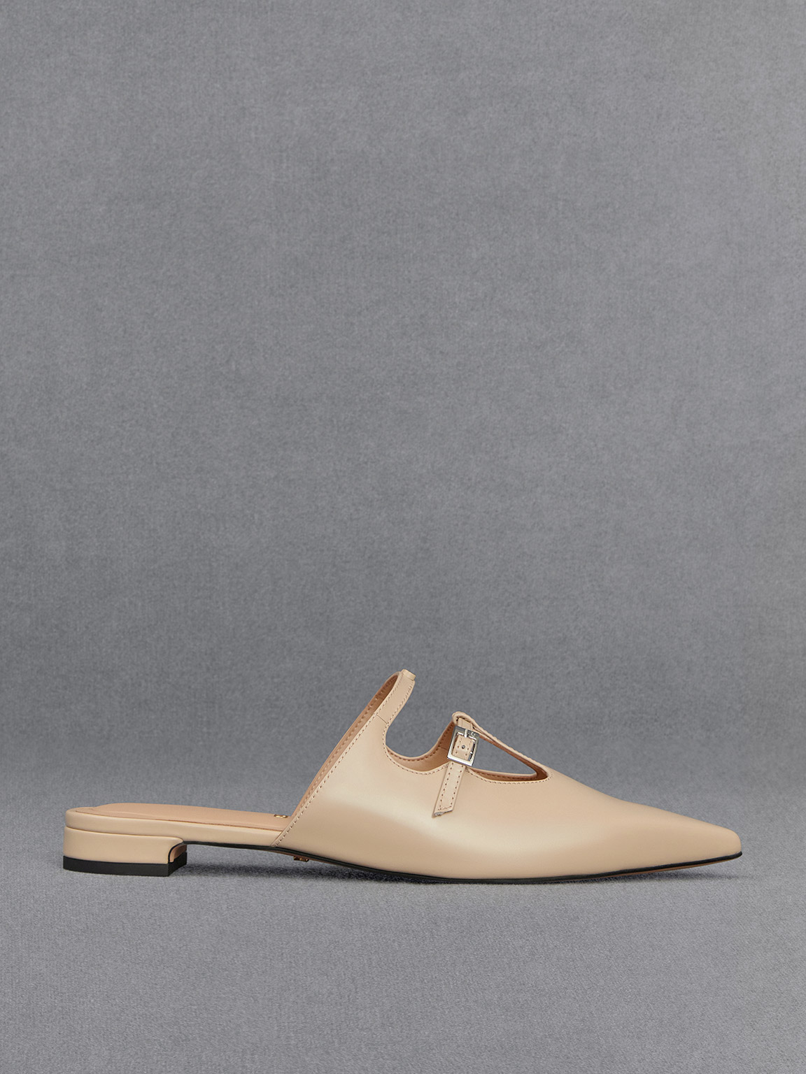 Charles & Keith - Leather T-Bar Double-Strap Mules Charles & Keith - Leather T-Bar Double-Strap Mules