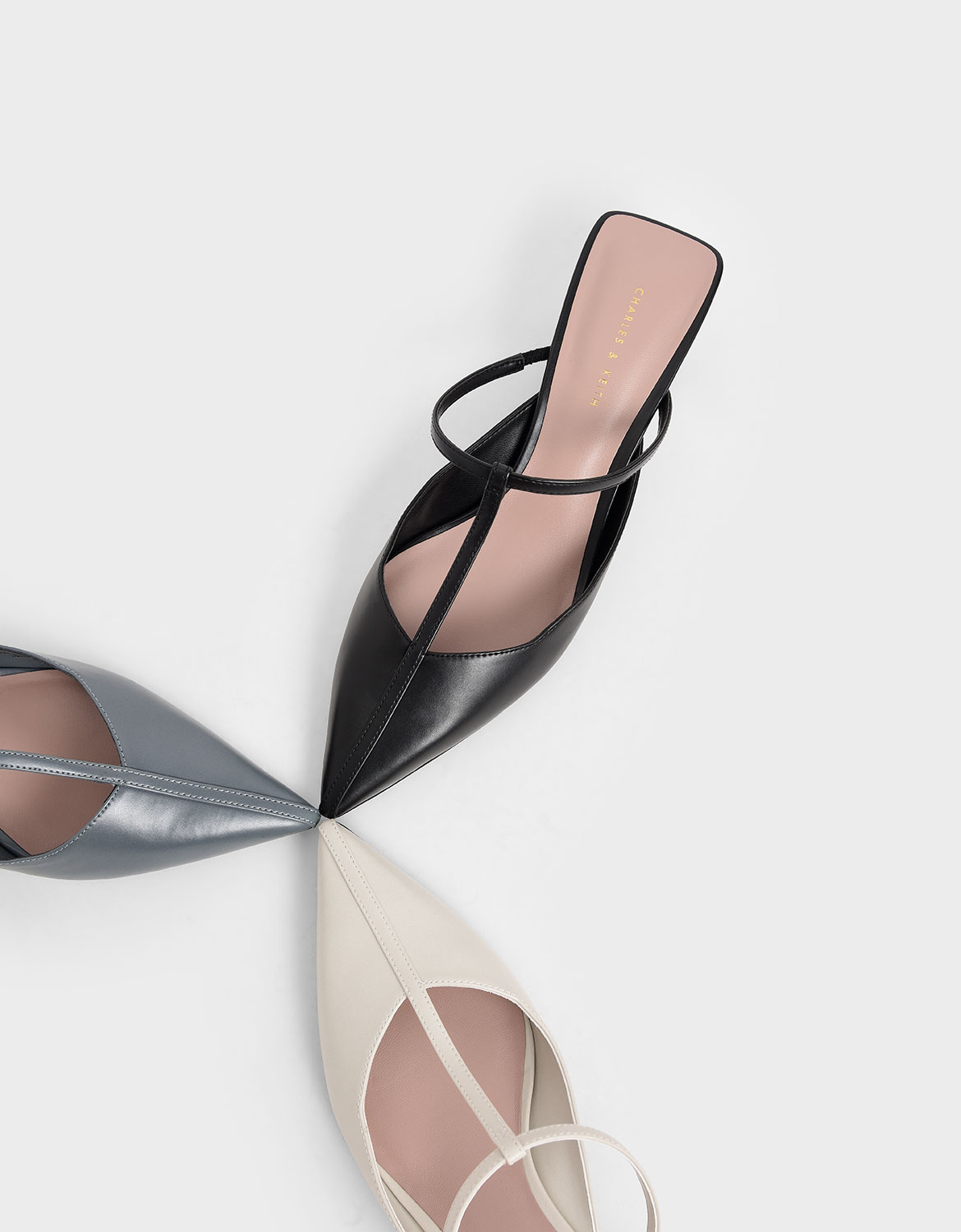 

T-Bar Chrome Heel Mules, Black