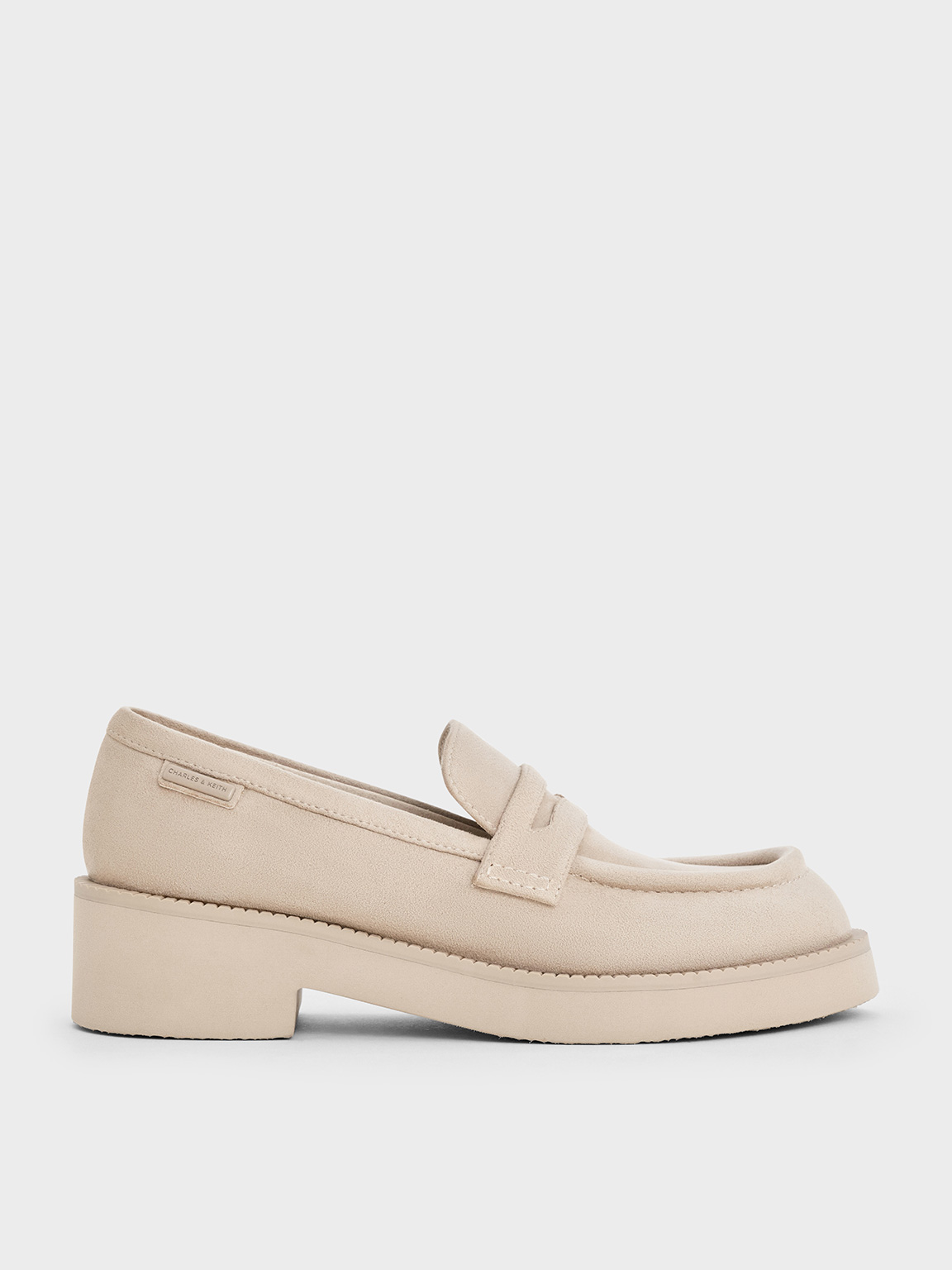 Charles & Keith - Faux Suede Chunky-Sole Penny Loafers Charles & Keith - Faux Suede Chunky-Sole Penny Loafers
