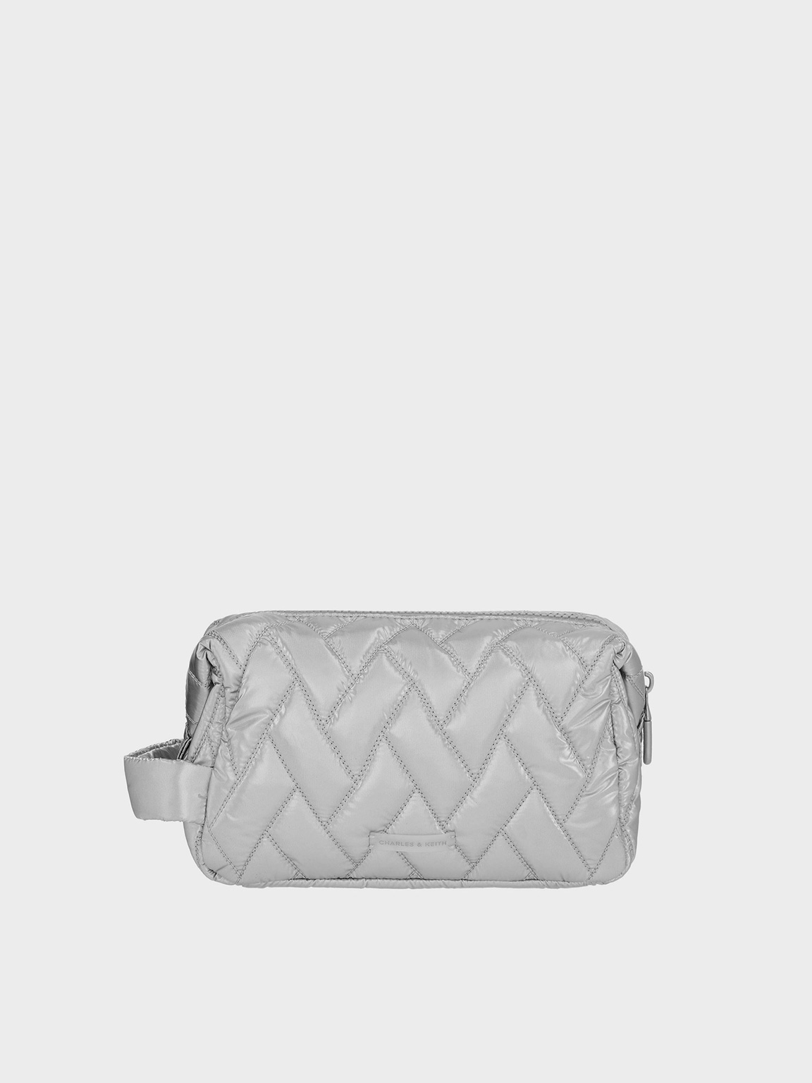 Charles & Keith - Nylon Chevron Pouch In Silver