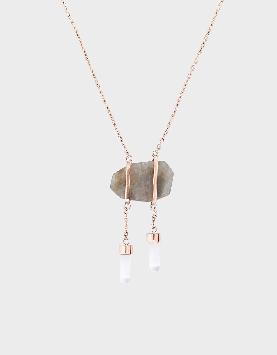 

Labradorite Stone Necklace, Rose gold