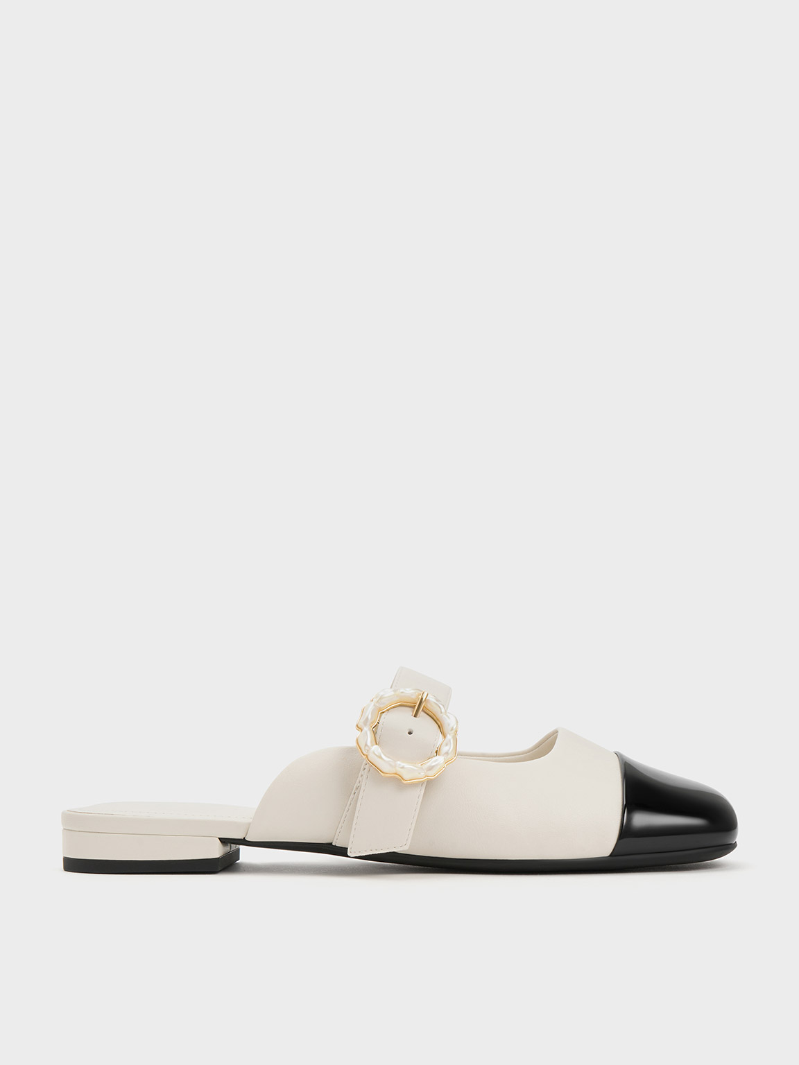 Patent Pearl Buckle Mary Jane Mules