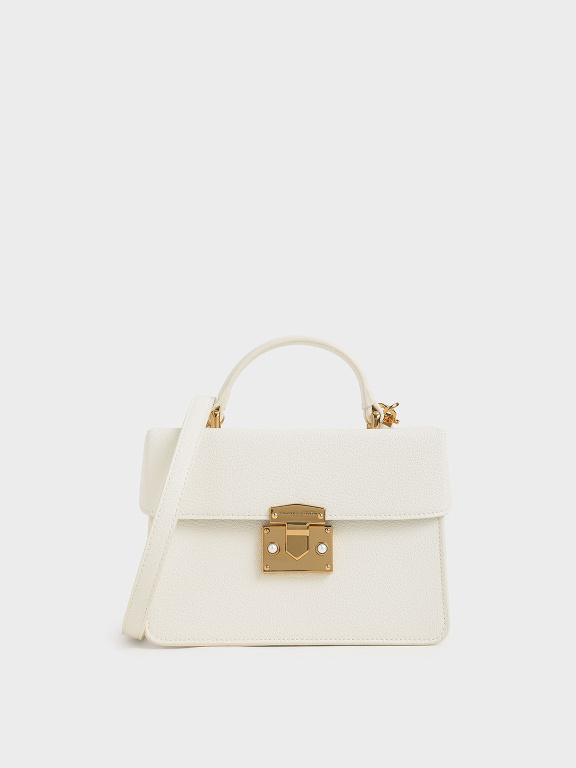 

Classic Push-Lock Top Handle Bag, Chalk