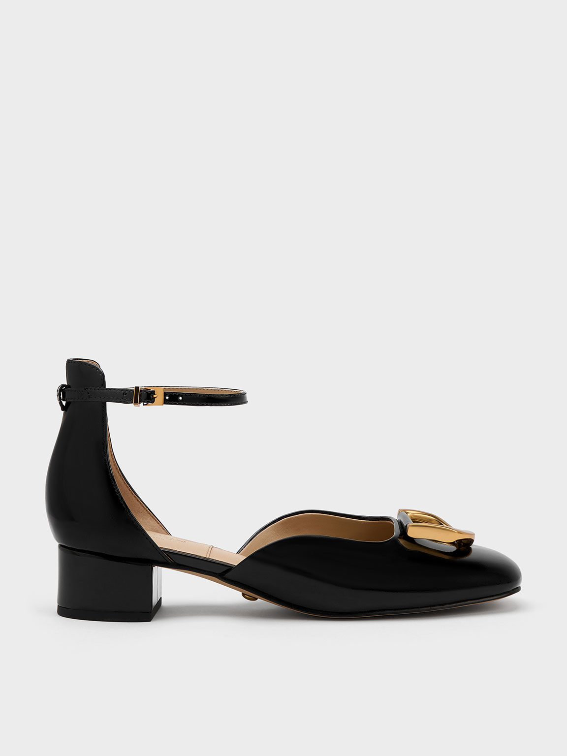 Black Gabine Patent Leather D'Orsay Pumps | CHARLES & KEITH UK