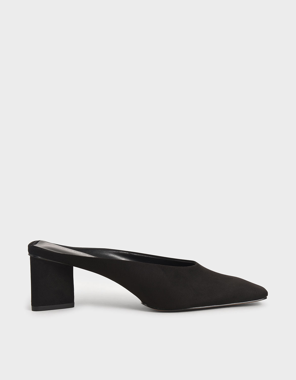 

Textured Square Toe Mules, Black