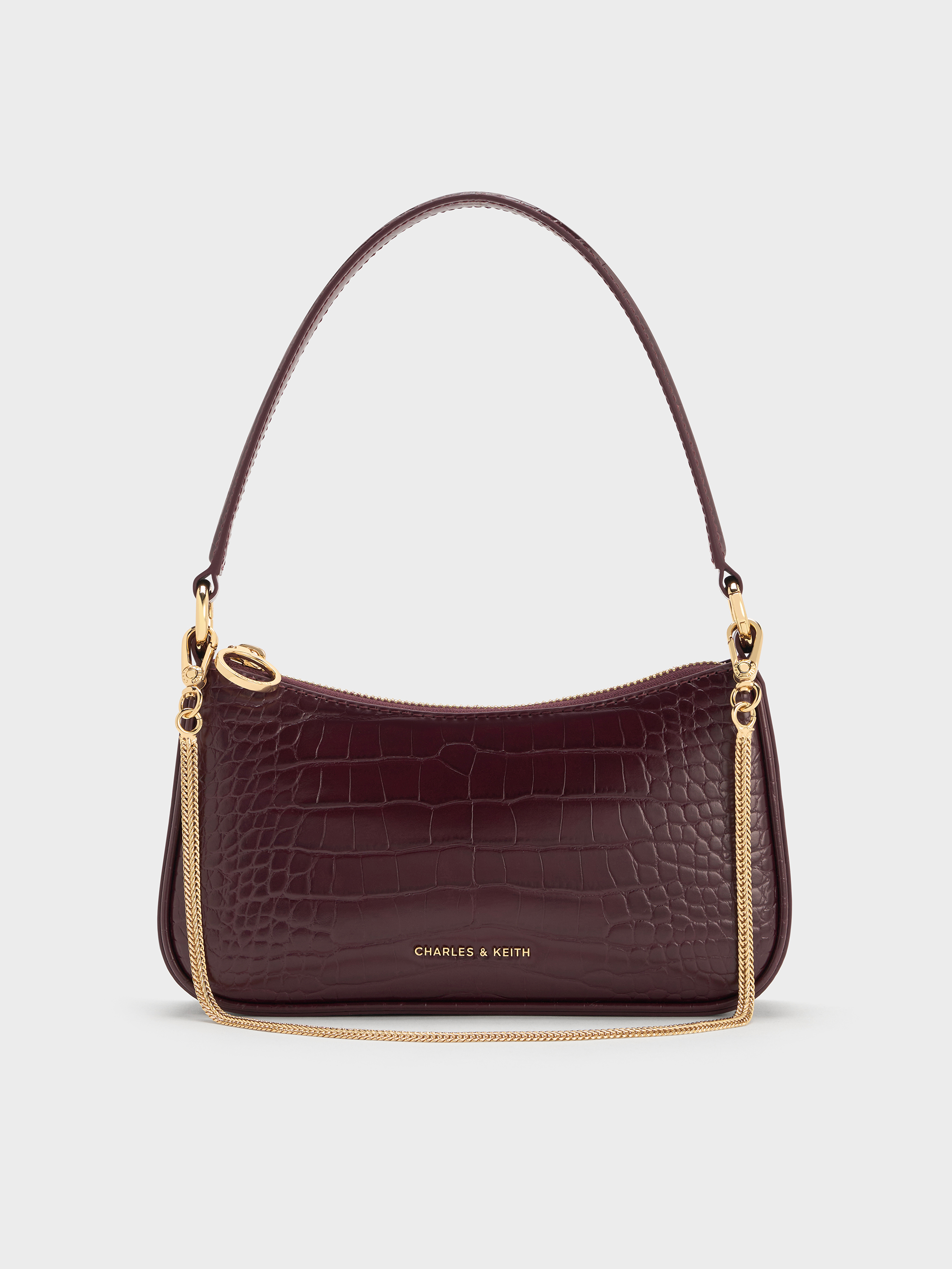 Charles & Keith - Elspeth Croc-effect Chain-link Shoulder Bag