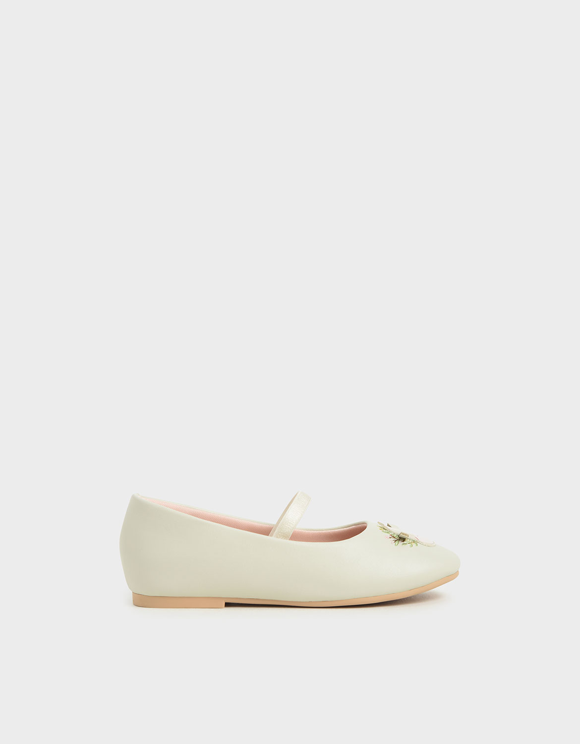 

Girls' Cow Motif Ballerinas, Chalk