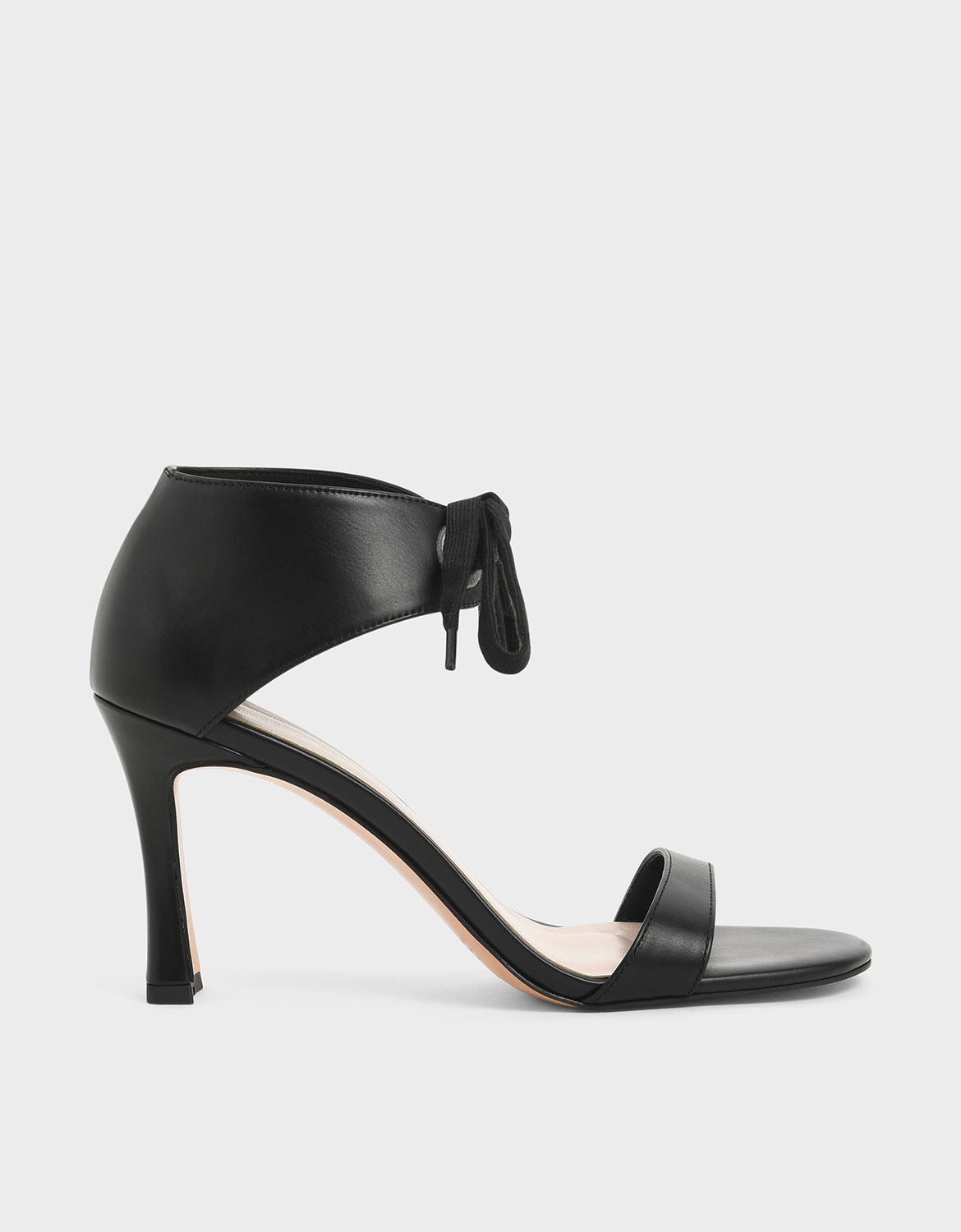 

Bow Ankle Strap Sculptural Heel Sandals, Black