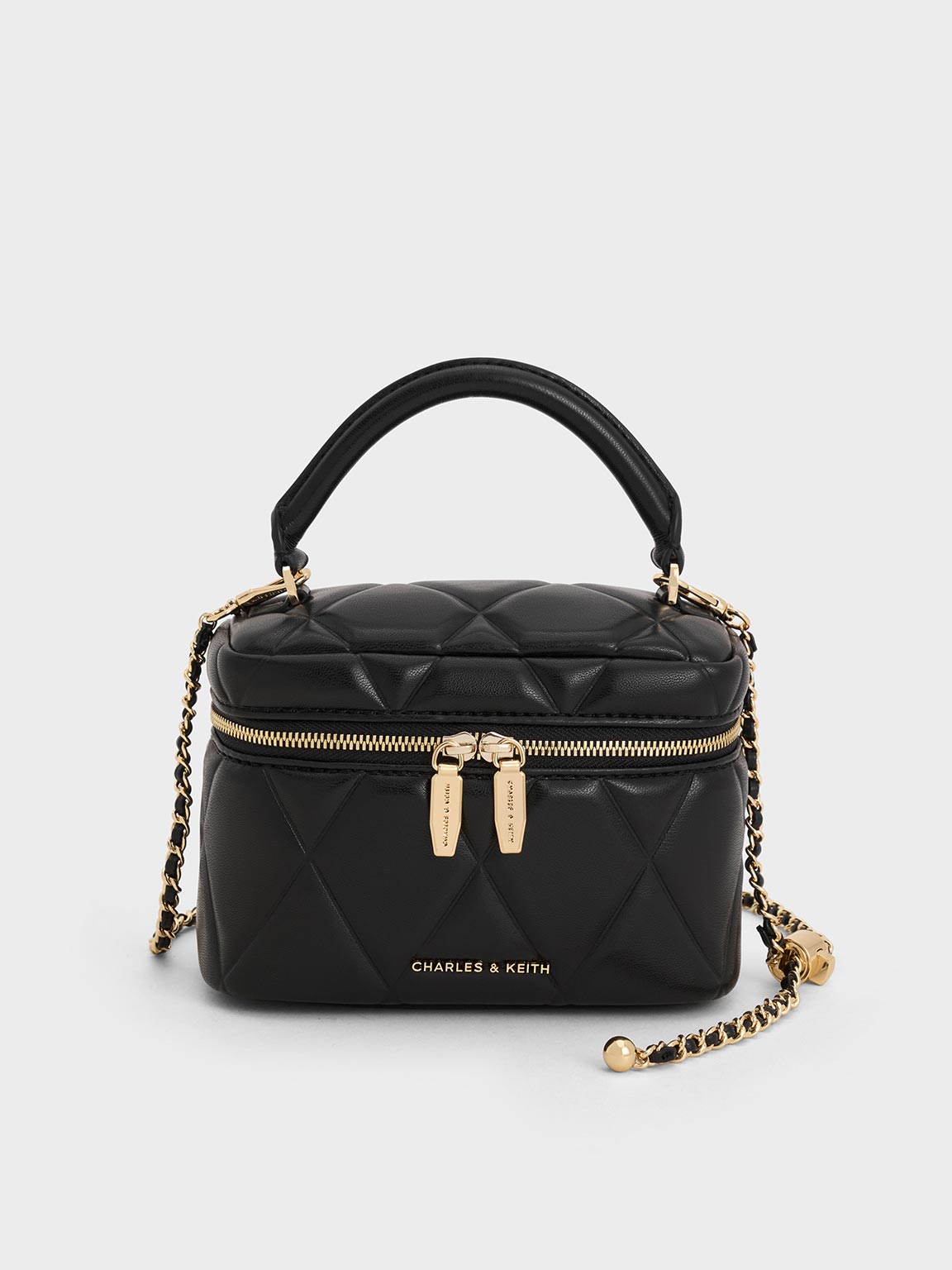 Charles & Keith - Arwen Quilted Top Handle Vanity Bag In Black