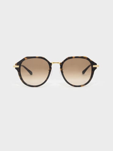 

Angular Oval Sunglasses, T. shell
