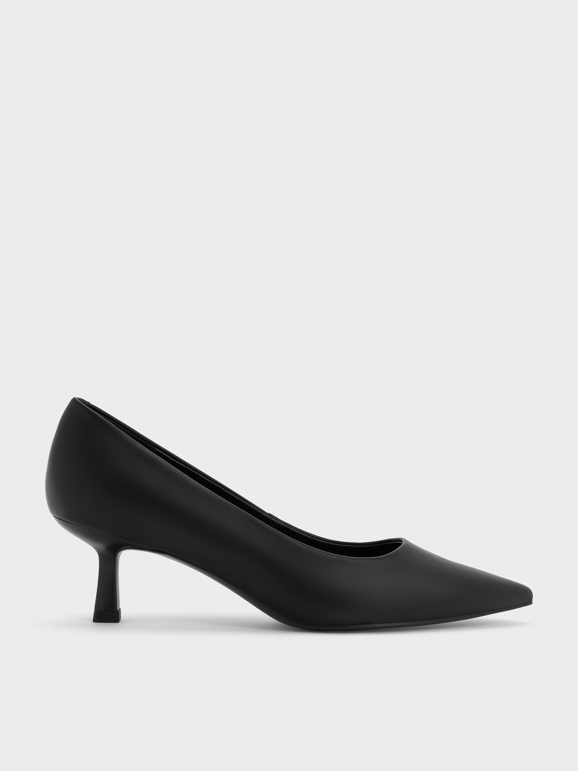 

Pointed Kitten Heel Pumps, Black