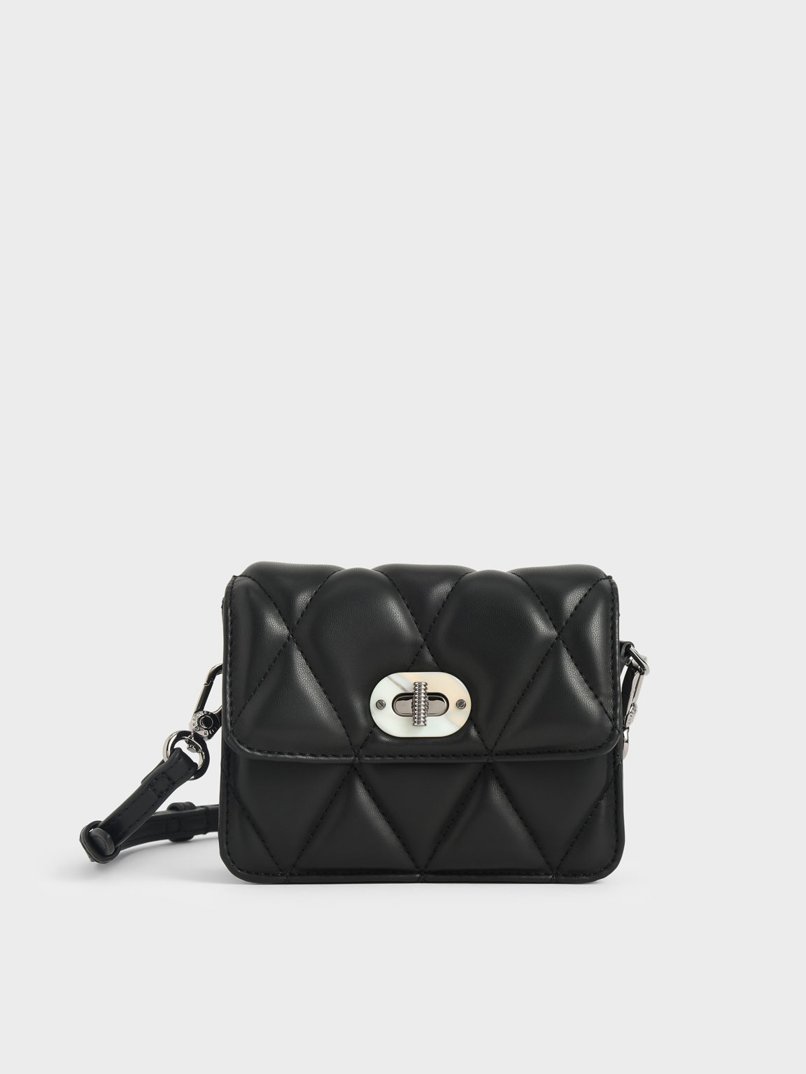

Girls' Quilted Crossbody Bag, Black