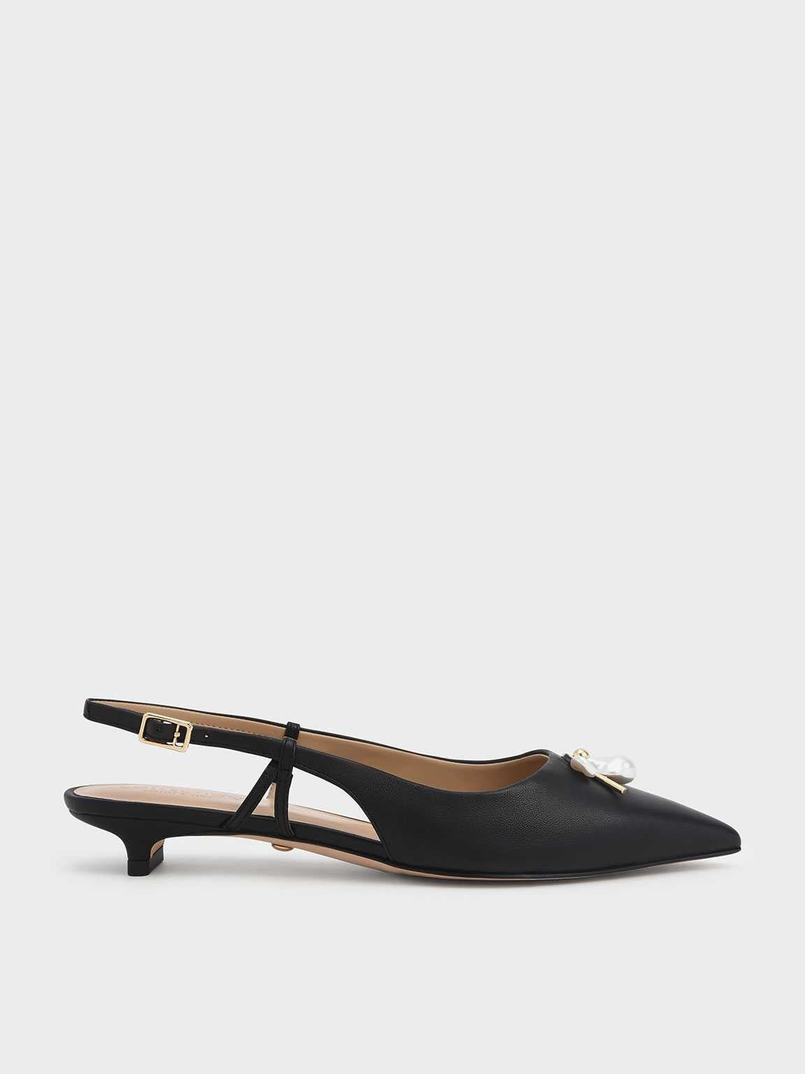 

Leather Pearl-Embellished Slingback Pumps