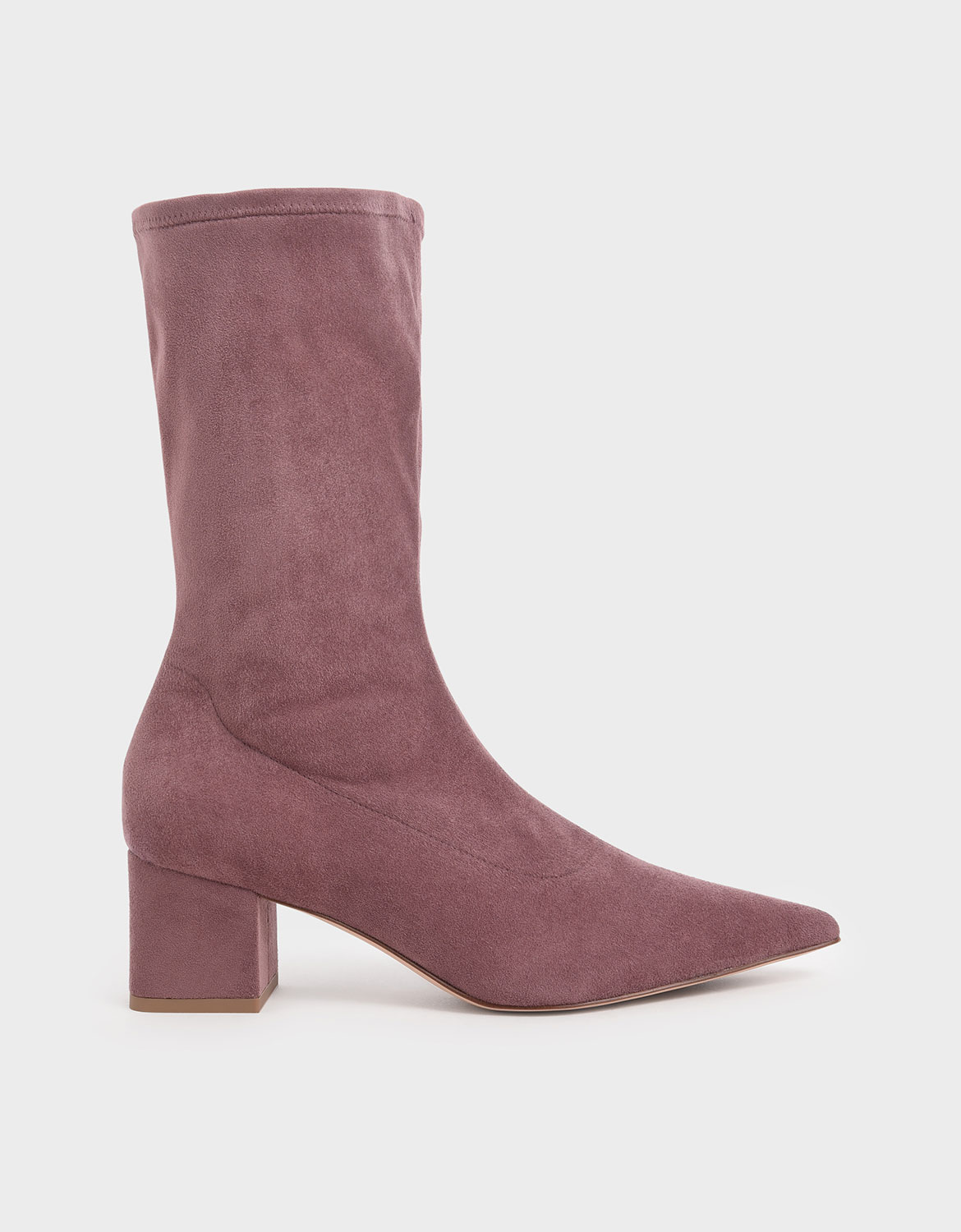 

Textured Pointed Toe Calf Boots, Mauve