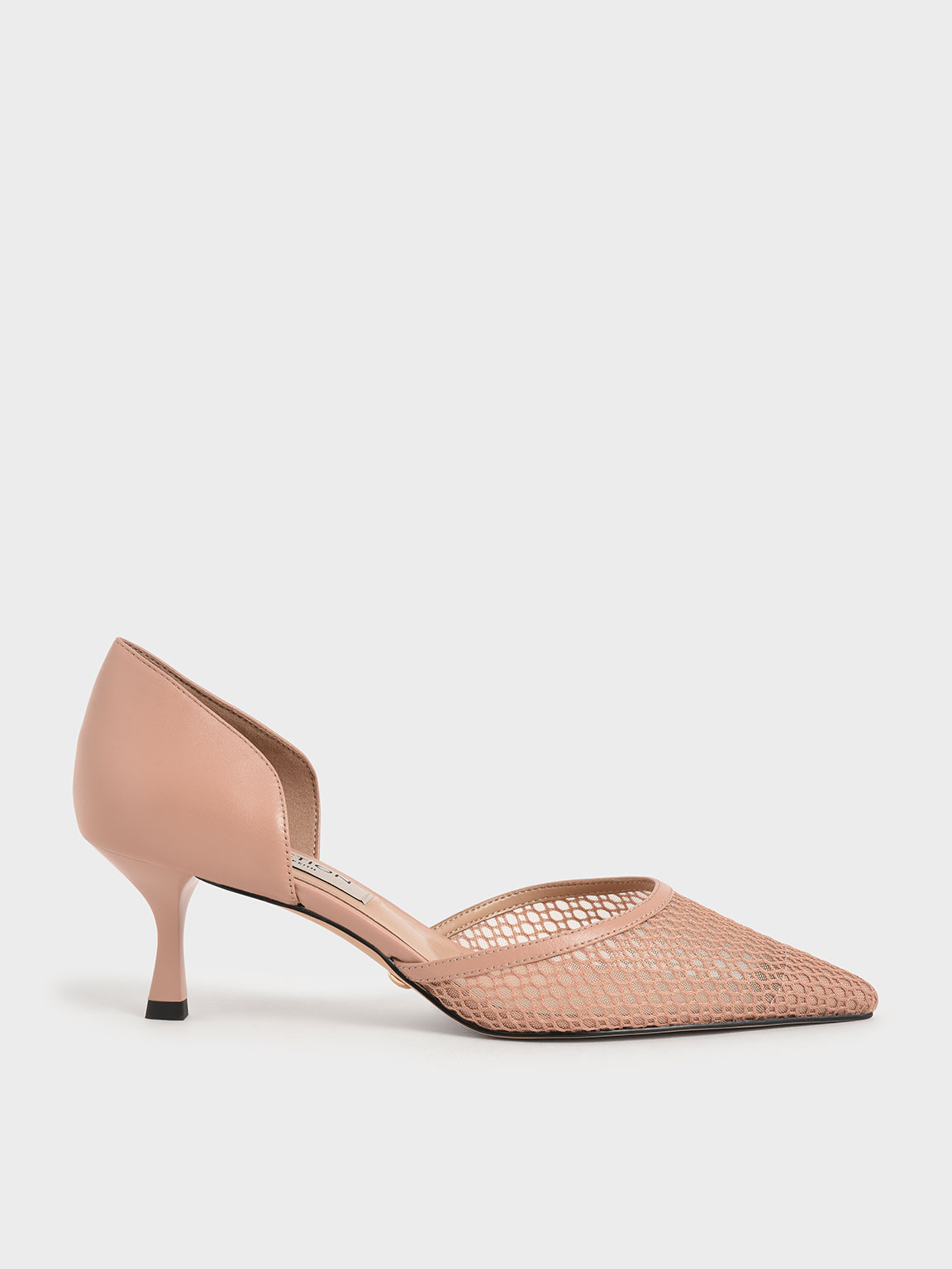 

Leather Mesh D'Orsay Pumps, Nude