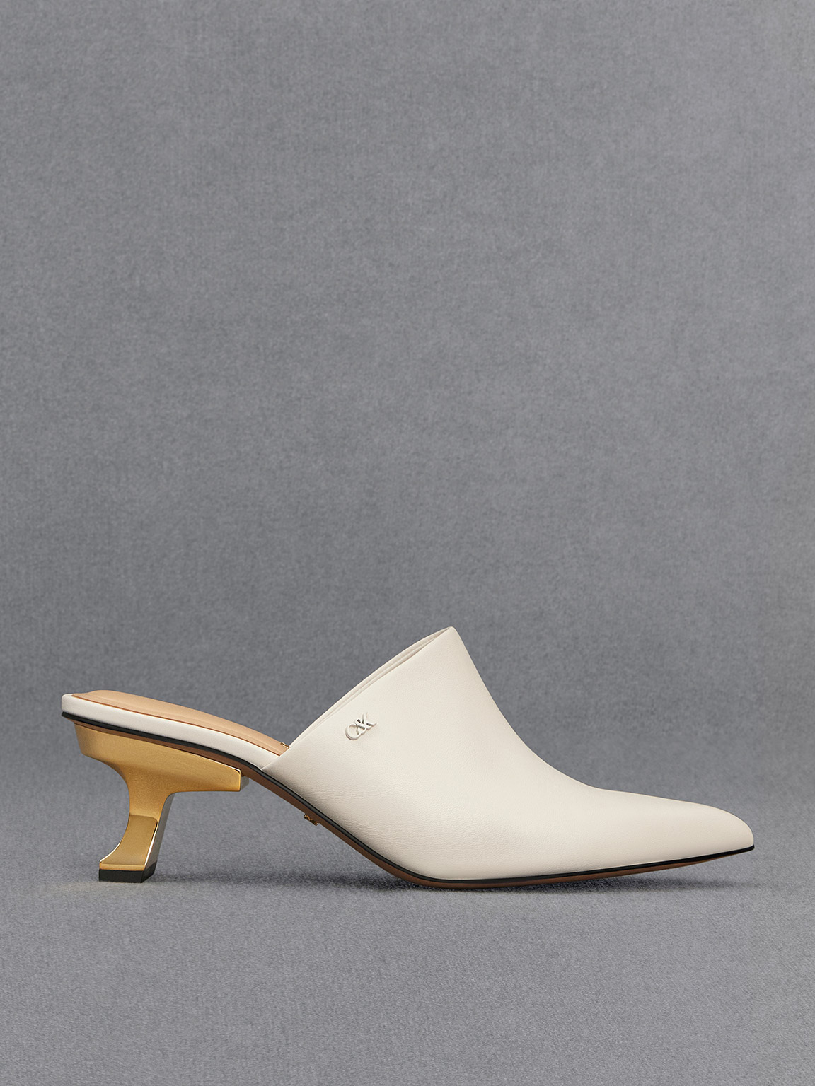 Leather Sculptural-Heel Mules