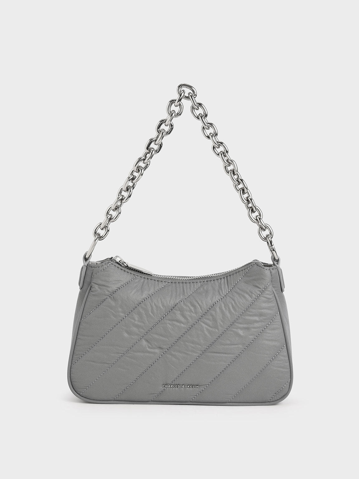 

Panelled Chain Handle Crossbody Bag, Grey