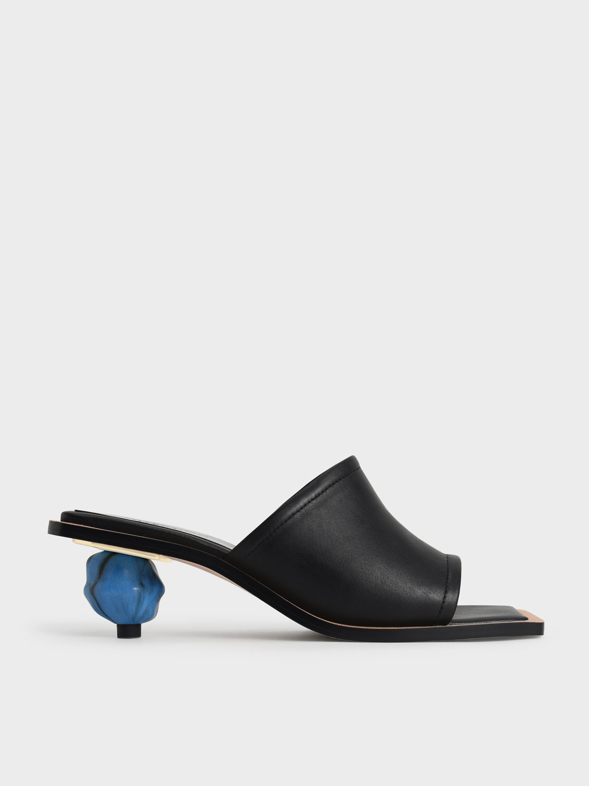 

Leather Sculptural Heel Mules, Black