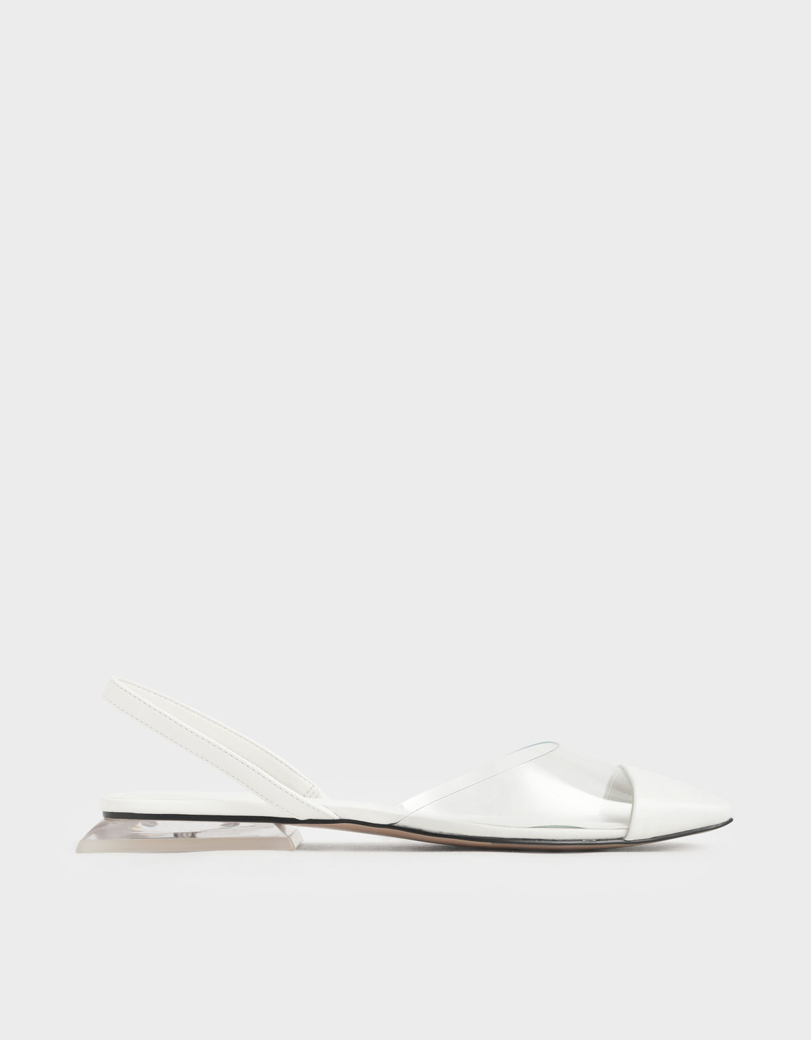 

Clear Slingback Flats, White