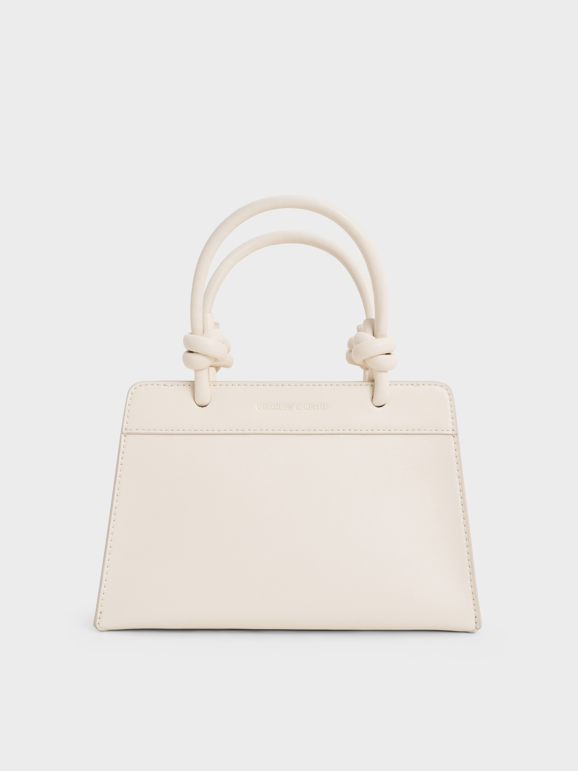 Cream Sabine Knotted-Handle Trapeze Tote Bag - CHARLES & KEITH UK