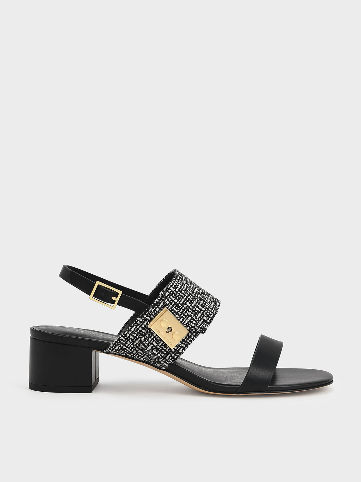 

Tweed Metallic Accent Heeled Sandals
