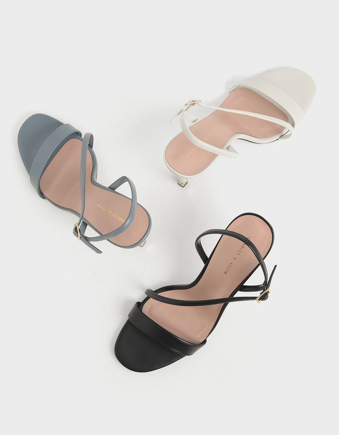 

Asymmetric Strap Slingback Heels, Black