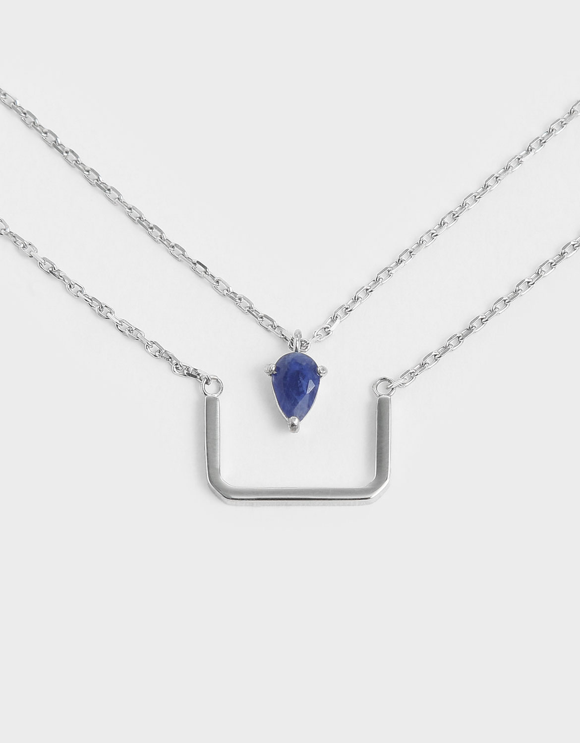 

Sodalite Stone Layered Matinee Necklace, Silver