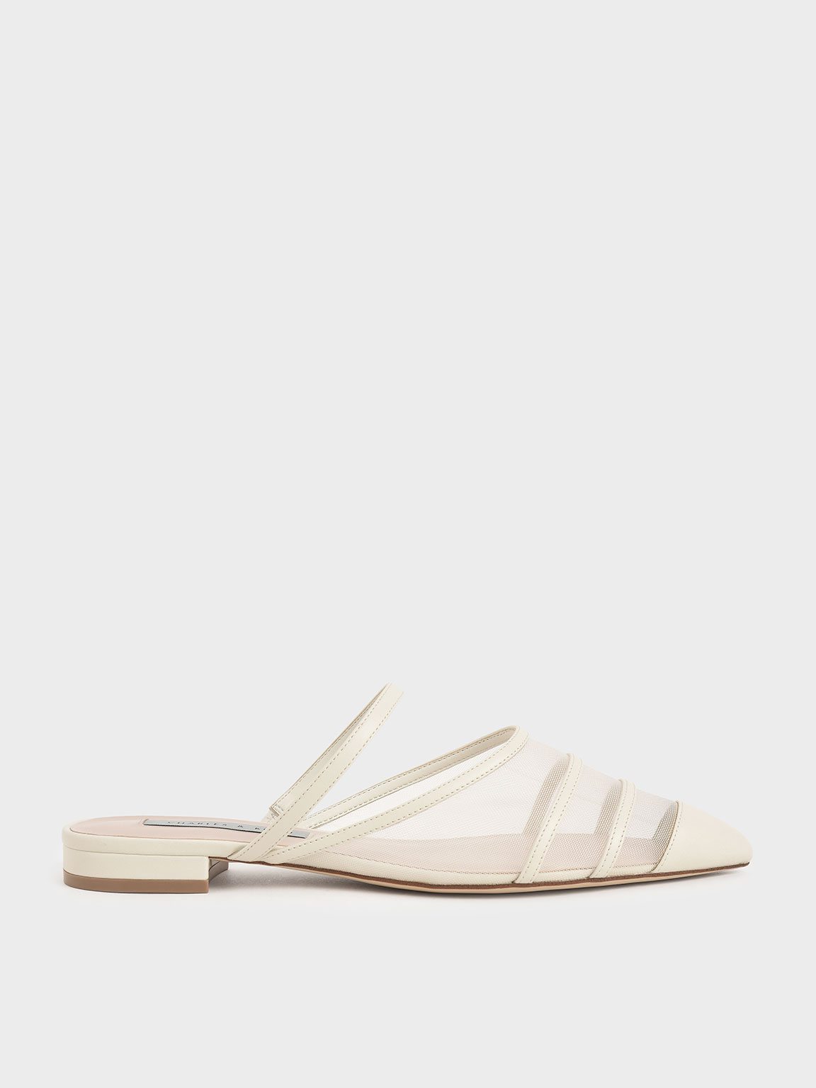 

Mesh Flat Mules, White
