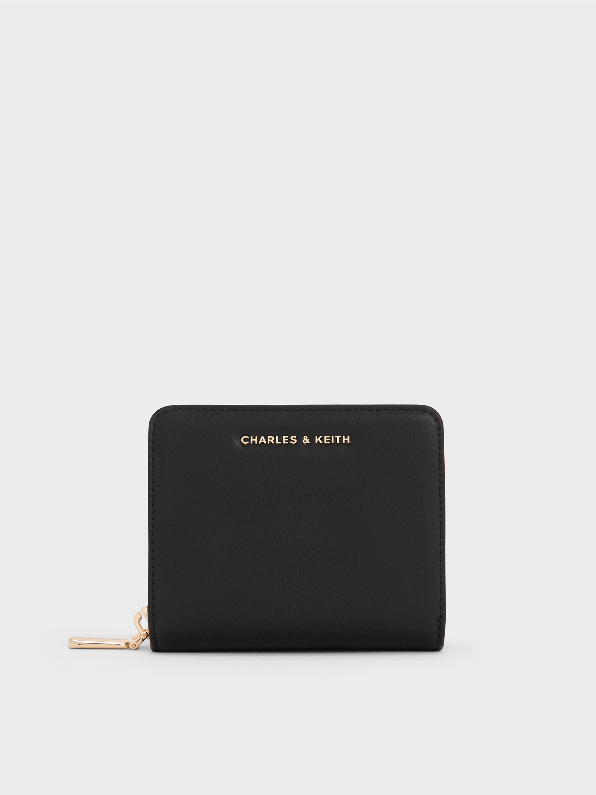 Charles & Keith - Finley Zip-around Small Wallet In Black